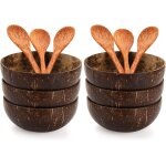Kalanka - lot de 6 bols en noix de coco avec cuillre en palme, 12. 7 cm de profondeurx6. 1 cm de hauteur, ...