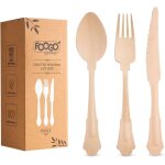 Kalanka - 75pcs set couverts en bois jetables, certifis fsc, 25 fourchettes 25 cuillres 25 couteaux, ...