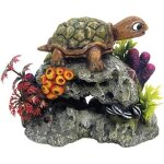 Kalanka - aqua ornaments tortue sur rocher avec plantes, 13, 5 x 8, 5 x 10, 7 cm, 1 pi�ce