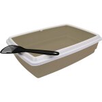 Kalanka - bac a liti�re pour chat avec rebord et pelle maison de toilette bac hygi�nique facile a nettoyer ...