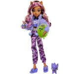 Kalanka - coffret soire pyjama clawdeen wolf poupe clawdeen wolf, animal de compagnie croissant et ...