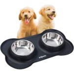 Kalanka - , gamelle chat chien, double bol en acier inoxydable, antiderapante, avec tapis en silicone ...
