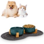 Kalanka - gamelle chat sureleve 2x400ml ceramique bol avce support tapis antidérapant pour chien (vert ... Kalanka - gamelle chat sureleve 2x400ml ceramique bol avce support tapis antidérapant pour chien (vert ...