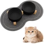 Kalanka - gamelle chat surleve avec support, 400ml gamelle eau chat, gamelle chien design a double ...