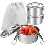 Kalanka - lunch box en acier inoxydable, 3 pièces 360 ml boîte a bento en acier inoxydable avec poches ... Kalanka - lunch box en acier inoxydable, 3 pièces 360 ml boîte a bento en acier inoxydable avec poches ...