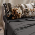 Kalanka - - parure de lit pour animaux avec chats et chiens en coton avec taies d'oreiller en impression ...