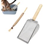 Kalanka - pelle litiere chat, avec manche en bois tamis a 6 trous, adapt� aux bacs a liti�re pour chats ...