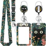 Kalanka - porte - badge coulissant tendance a motif chat herbe porte - carte plastique avec enrouleur ...
