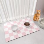 Kalanka - tapis gamelle chat et chien 51 x 30, 5 cm, tapis antid�rapant a carreaux pour animaux de compagnie, ...