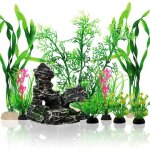 Kalanka - vert plantes artificielle aquarium decoration avec rocher polyr�sine grotte ornement, cachette ...