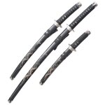 Katana set 3 samourai dragon noir epee sabre tanto wakazashi katana japonais