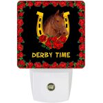 Kentucky derby horse race jockey roses fer a cheval led veilleuse avec capteurs du cr�puscule a l'aube, ...