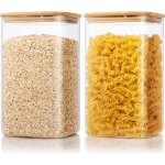 Kgabery - lot de 2 grandes boîtes de conservation carrées en verre pour farine et sucre avec couvercles ... Kgabery - lot de 2 grandes boîtes de conservation carrées en verre pour farine et sucre avec couvercles ...
