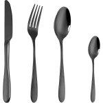 Kgabery - couverts de table noirs 24 pices, set de couvert acier inox service 6 personnes, ensemble ...