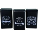 Kgabery - out of the blue lot de 3 botes en mtal pour caf, th et sucre, noir