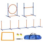 Kit d'agilit� complet pour chien - slalom, anneau de saut, haies et accessoires