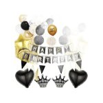 Ensemble de d�corations d'anniversaire - noir et or - kit complet - installation rapide - polyvalent