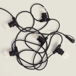 Kit guirlande lumineuse ext�rieure ip44 5m noir + 5 ampoules led filament b22 2w g45 blanc chaud 3000k ...