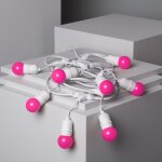 Kit guirlande waterproof 5. 5m blanche + 8 ampoules led e27 g45 3w de couleurs rose