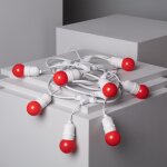Kit guirlande waterproof 5. 5m blanche + 8 ampoules led e27 g45 3w de couleurs rouge