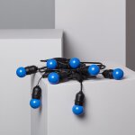 Kit guirlande waterproof 5. 5m noire + 8 ampoules led e27 g45 3w de couleurs bleu