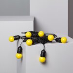 Kit guirlande waterproof 5. 5m noire + 8 ampoules led e27 g45 3w de couleurs jaune