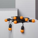 Kit guirlande waterproof 5. 5m noire + 8 ampoules led e27 g45 3w de couleurs orange