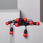 Kit guirlande waterproof 5. 5m noire + 8 ampoules led e27 g45 3w de couleurs rouge