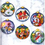 Kit point de croix canevas plastique andriana  boules de no�l  8x8 cm