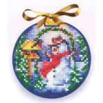 Kit point de croix canevas plastique andriana  boules de no�l bonhomme de neige  8x8 cm