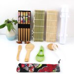 Kit de rouleaux a sushi en bambou, 2 tapis a rouler, 1 couteau a etaler, 2 moules, 5 paires de baguettes, ...