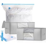 Kit de sacs de rangement sous vide, 2 sac sous vide vetement aspirateur, 2 sac de rangement vetement ...