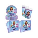 Kit vaisselle jetable anniversaire enfant 10 personnes - assiettes gobelets serviettes en papier violet ...