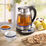 Kitchencook tea time bouilloire 1, 7 l 2200 w noir et argent