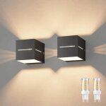 Klighten lot de 2 appliques murales int�rieures 5w, noir, lumi�re blanc chaud 3000k, moderne pour chambre, ...