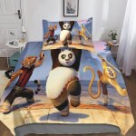 Kung fu panda housse de couette, d anime parure de lit housses de couettes microfibre avec fermeture ...