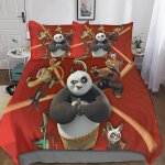Kung fu panda housse de couette, impression d anime motif parure de lit avec ��clair et d'oreiller housses ...