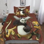 Kung fu panda housse de couette, impression d anime motif parure de lit avec ��clair et d'oreiller housses ...