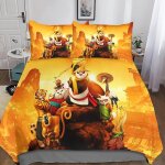 Kung fu panda housse de couette, impression d anime motif parure de lit avec ��clair et d'oreiller housses ...