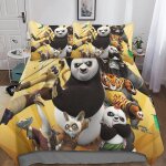 Kung fu panda housse de couette d imprim�� anime parure de lit microfibre fermeture ��clair, housses ...