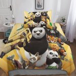 Kung fu panda housse de couette d motif imprim�� anime parure de lit housses de couettes en microfibre ...
