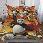 Kung fu panda housse de couette parure de lit de housses de couettes anime parure de couette d microfibre ...
