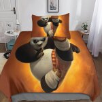 D kung fu panda housse de couette avec taies d'oreiller housses de couettes anime parure de lit microfibre ...