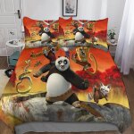 D kung fu panda housse de couette avec taies d'oreiller housses de couettes anime parure de lit microfibre ...