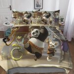 D kung fu panda housse de couette avec taies d'oreiller housses de couettes anime parure de lit microfibre ...