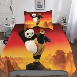 D kung fu panda housse de couette avec taies d'oreiller housses de couettes anime parure de lit microfibre ...