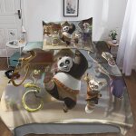D kung fu panda housse de couette avec taies d'oreiller housses de couettes anime parure de lit microfibre ...