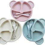 Kylewo service de table pour enfants 3 pi�ces, service d'assiettes divis�es pour enfants sans bpa goodnice ...