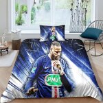 Kylian mbappe parure de lit, housse de couette d imprim��e fermeture ��clair cach��e housses de couette ...