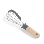 Lacor fouet manuel avec racloir, manche en bois de h�tre, grattoir en silicone 27cm
